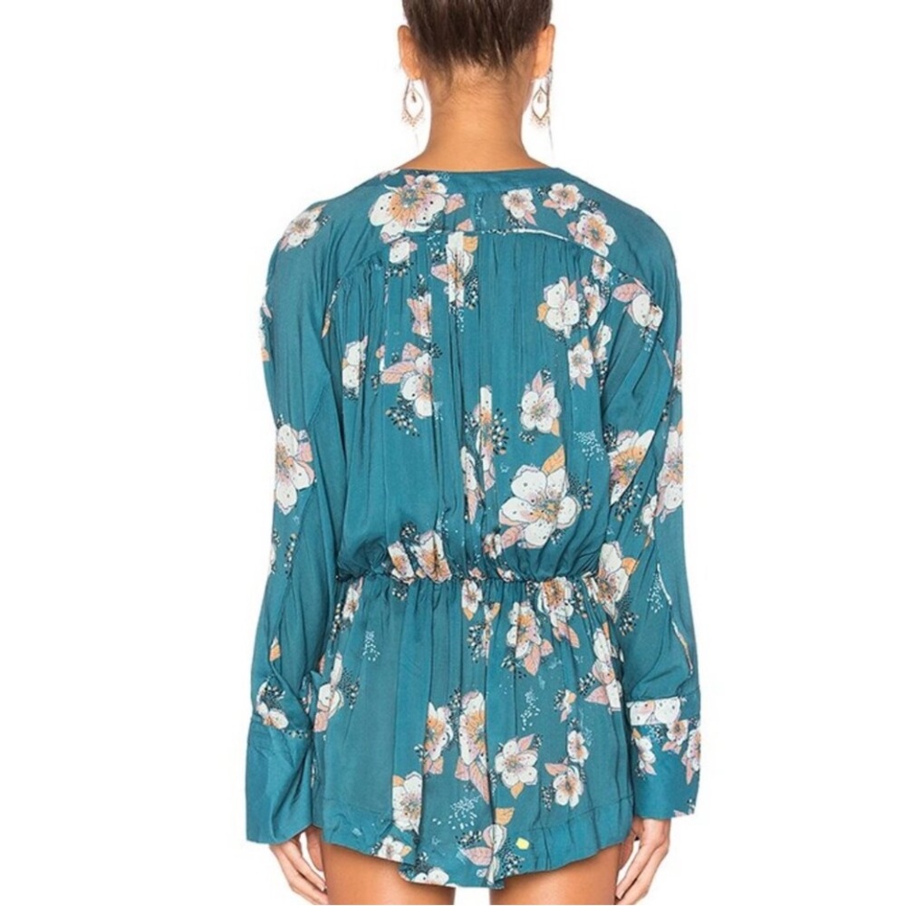 Free People Teal Floral Tunic - Picture 4 of 12